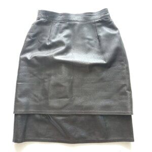 Vintage black brown tiered leather skirt